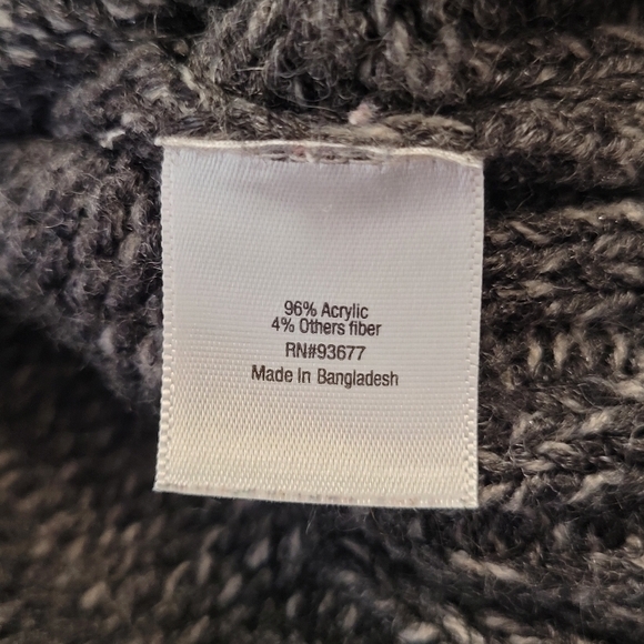 St. John's Bay Medium Button Up Cardigan Sweater Cable Knit Black/Grey - Picture 10 of 11